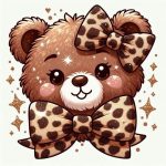 Cute Teddy Bear with Leopard Bow Sticker #29