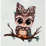 Cute Owl with Leopard Headband Sticker #28