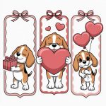 Valentine Beagle Puppy Gift Tags Sticker#182