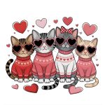 Heart Glasses Valentine Cats Squad Sticker#174