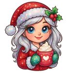 Cozy Christmas Cute Girl Sticker#313
