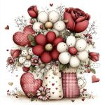 Rustic Gingham Valentine Flowers Sticker#173