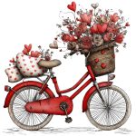 Sweetheart Cruising Bike with Heart Bouquet Sticker#171