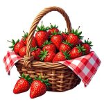 Fresh Summer Strawberry Picnic Basket Sticker#169