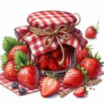 Homemade Strawberry Jam Jar Art Sticker#168