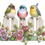Adorably Fluffy Garden Bird Trio Sticker#152