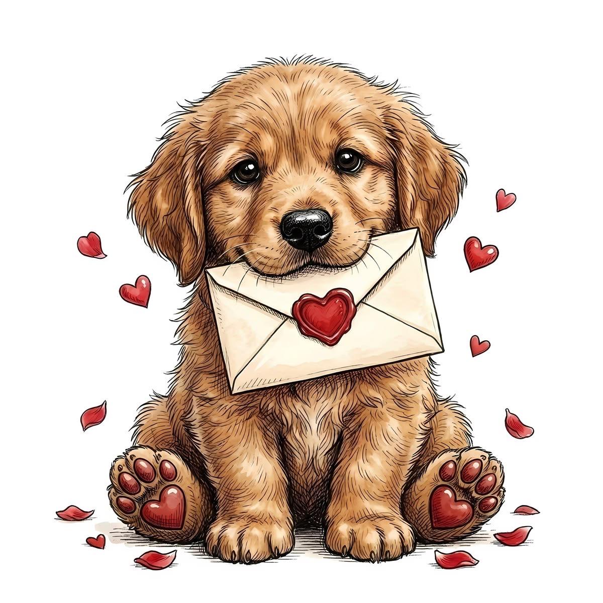 PHOTO-2026-06-27-11-25-04_4 Golden Retriever Puppy Valentine Love Letter Sticker#164 - Image 1